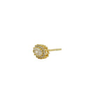 Boucle d'oreilles dorée zircon blanc oval avec griffes