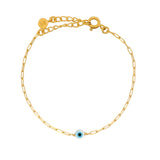 Bracelet doré maille rectangle petit oeil rond en nacre