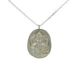 925 silver necklace with matte Ganesh pendant stamped
