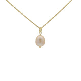 Collier doré et perle de culture rose 42 cm