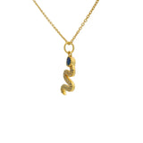 Gold necklace with snake pendant, stone and zircons