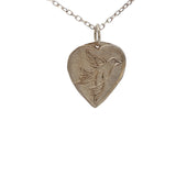 925 silver necklace with matte heart and dove pendant