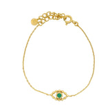 Bracelet oeil en onyx verte avec contour boules