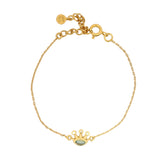 Bracelet doré oeil en Labradorite couronne en zircons blancs