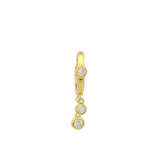 Mini créole dorée fermée pampille et chaine avec zircons blancs