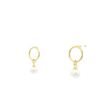 Boucles d'oreilles dorées anneau et perle de culture