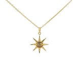 Collier doré soleil oeil et zircon 42 cm