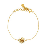 Bracelet doré fleur avec tourmaline et zircons blancs