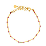Bracelet doré tiges et jade rouge
