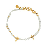 Bracelet doré Labradorite et Pierre de Lune avec pampilles navettes