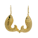 Boucles d'oreilles dorées poisson et zircon