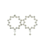 Boucles d'oreilles argent 925 anneau zircons blancs et pampille