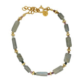 Bracelet doré en labradorite, tourmaline et disques dorés