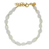 Bracelet pierre de lune ovale et petites perles dorées