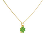 Collier doré trèfle émail vert 42 cm