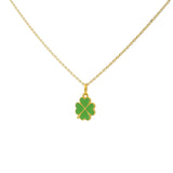 Collier doré trèfle émail vert 42 cm