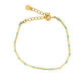 Bracelet doré amazonite alternée avec des tubes dorés