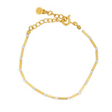 Bracelet doré avec Quartz rose et tubes dorés