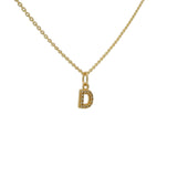 Collier doré petite lettre D et zircons blancs 42 cm
