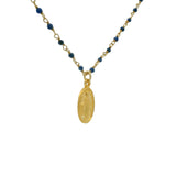Collier rosary doré lapis lazulis et madone 80cm
