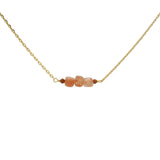 Collier doré trio de pierre de lune pêche carrées 40 cm