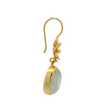 Boucles d'oreilles dorées fleur et prehnite facettée