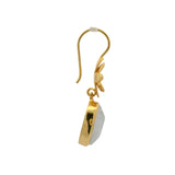 Boucles d'oreilles dorées fleur et pierre de lune facettée