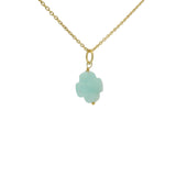 Collier doré grand trèfle amazonite 42 cm