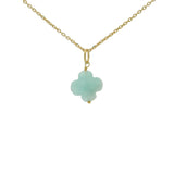 Collier doré grand trèfle amazonite 42 cm