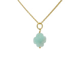 Collier doré grand trèfle amazonite 42 cm