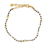 Bracelet doré Oeil de tigre avec boules et couronnes dorées