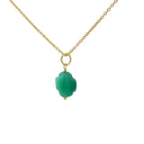 Collier doré grand trèfle onyx verte 42 cm