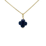 Collier doré grand trèfle lapis lazuli 42 cm