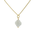 Collier doré grand trèfle pierre de lune 42 cm