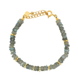 Bracelet doré labradorite taillée en disques heishi