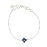 Bracelet en argent 925 fleur en lapis lazulis