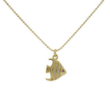 Collier chaine boules dorées et poisson 60cm