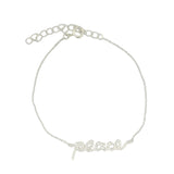 Bracelet en argent 925 message "peace" avec zircons blancs