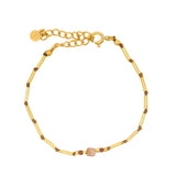 Bracelet tiges dorées et pierre de lune pêche