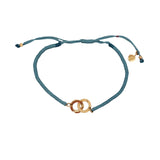 Bracelet cordon bleu jeans menottes dorées