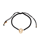 Bracelet cordon marron foncé menottes dorées