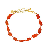 Bracelet doré cornaline rectangle sur cordon