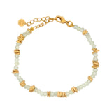 Bracelet doré prehnite et anneaux