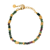 Bracelet doré en Rubis zoisite et disques dorés