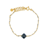 Bracelet doré trèfle en lapis lazulis facettée et labradorite