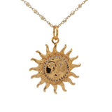 Collier doré soleil visage zircons 42 cm