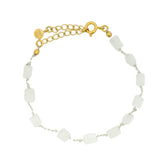 Bracelet doré pierres de lune rectangles sur cordon