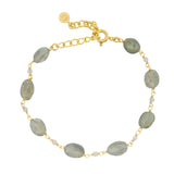 Bracelet doré Labradorite et Quartz rose