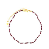 Chaine de cheville en cordon bordeaux et grenat amethyste