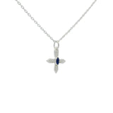 Collier en argent 925 croix zircons blancs et lapis lazulis 42 cm